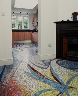 "Blue Paint" Ceramic floor mosaic