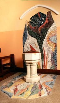 "Reflection" Wall and floor mosaic in ceramic glass and stone