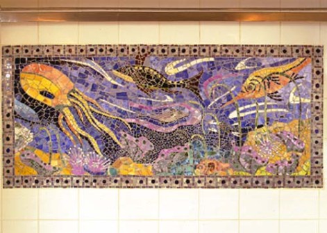 "Seascape" Wall mosaic in ceramic and glass