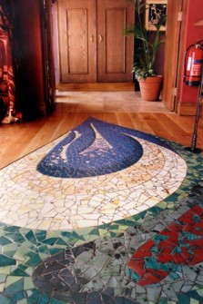 "Blue Paint" Ceramic floor mosaic